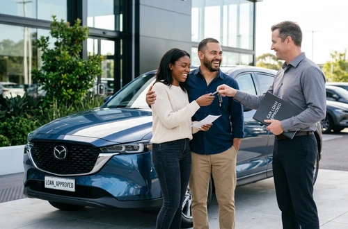 Happy borrower receiving car keys